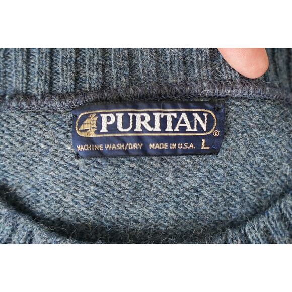VTG Men Puritan Fair Isle Nordic Wool Blend Knit Sweater L Preppy Cabin Grandpa - Picture 3 of 13